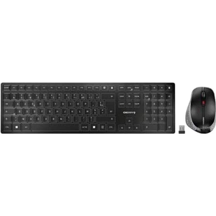 Cherry DW 9500 Slim - Tastatur-und-Maus-Set kabellos - 2.4 GHz, Bluetooth 4.0 - AZERTY - Französisch - Tastenschalter: Cherry SX - Grau, Schwarz – Bild 2