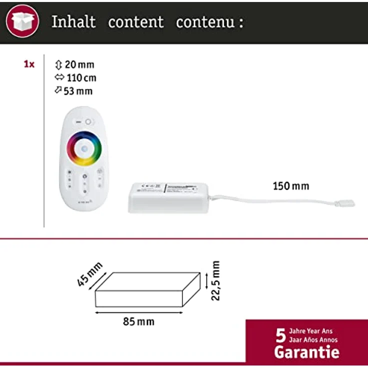 Paulmann 79797 Stripe MaxLED RGBW Controller max. 144 Watt dimmbar Lichtband Weiß Lichtstreifen Kunststoff LED Band – Bild 5