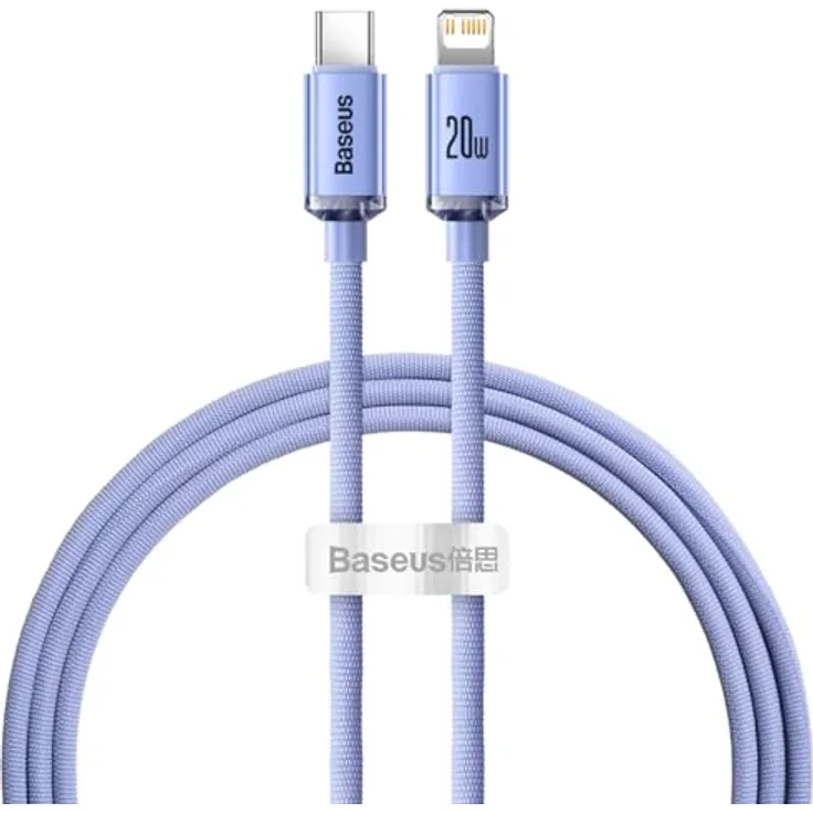 Baseus Crystal Shine, Lightning / USB-C Kabel 20W, 1,2m, schnelles Laden & Datenübertragung, Lavendel