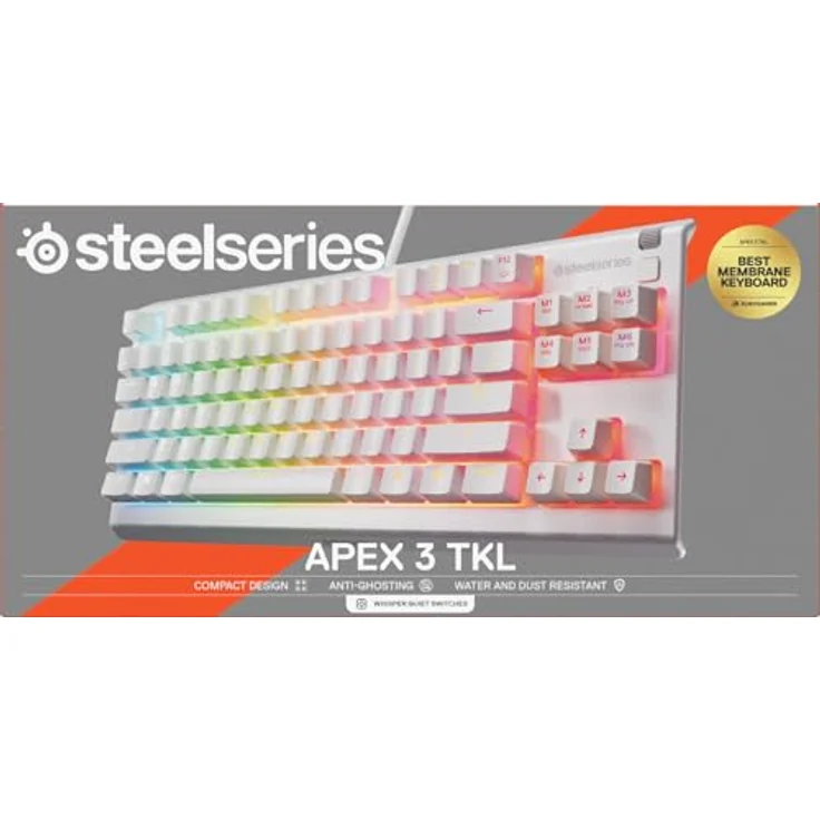 STEELSERIES APEX 3 TKL White, Gaming Tastatur mit IP32 Wasserbeständigkeit, 10-Zonen RGB-Beleuchtung und magnetischer Handballenauflage – Bild 9