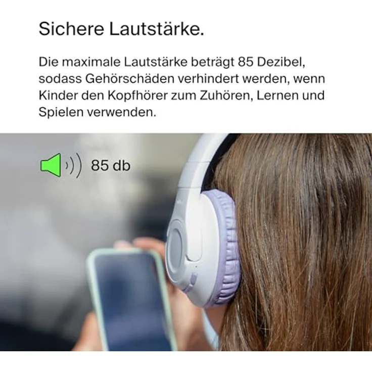 Belkin SoundForm Inspire kabelloser Over-Ear-Kopfhörer für Kinder, On-Ear-Kopfhörer für Mädchen und Jungen, Online-Unterricht, Reisen, integriertes Mikrofon – kompatibel mit iPhone, iPad, Galaxy usw. – Bild 3