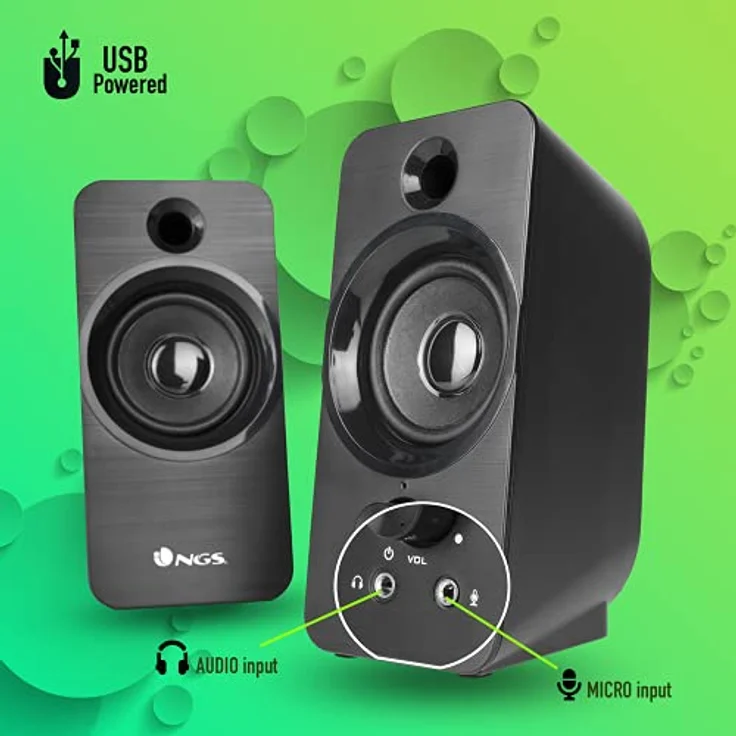 NGS SB 350, 2.0 PC-Lautsprecher mit 2x6 Watt RMS, Schwarz – Bild 6