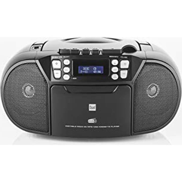 Dual DAB-P 210 Kassettenradio mit CD - DAB(+)-UKW-Radio - Boombox - CD-Player - Stereo Lautsprecher - USB-Anschluss - Aux-Eingang - Netz- - Batteriebetrieb - Tragbar Schwarz – Bild 3