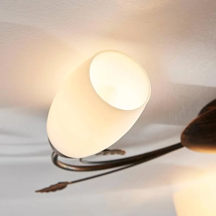 Lindby Deckenlampe 'Stefania' (Retro, Vintage, Antik) in Braun aus Glas u.a. für Wohnzimmer & Esszimmer (3 flammig, E14) - Deckenleuchte, Lampe, Wohnzimmerlampe – Bild 5