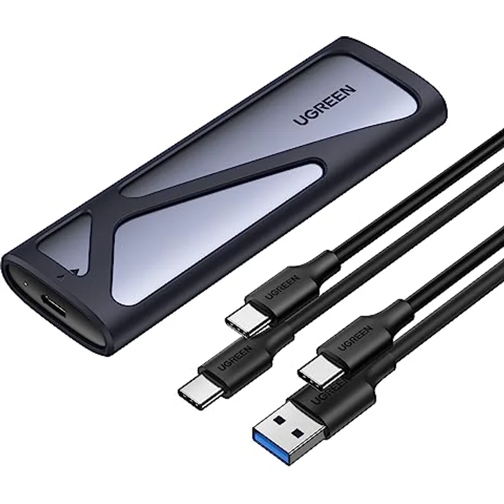 UGREEN M.2 SSD Adapter SSD Gehäuse M2 Gehäuse USB 3.2 10 Gbps Gen2 Aluminium M.2 SSD Gehäuse für NVMe und SATA SSD in 2280/2242/2230/2260, kompatibel mit 970 Pro, 970 Evo usw.