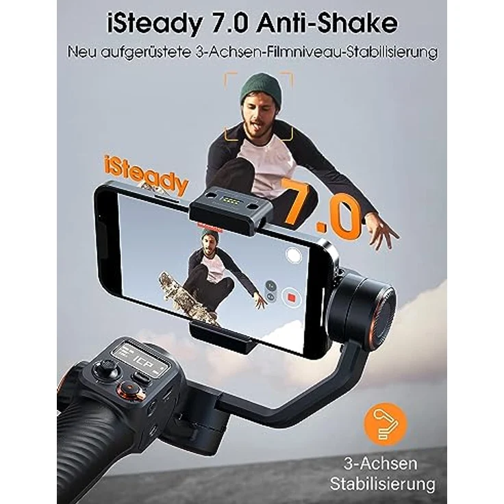 HOHEM iSteady M6, Smartphone Gimbal mit 3-Achsen-LED-Bildschirm, blau – Bild 4