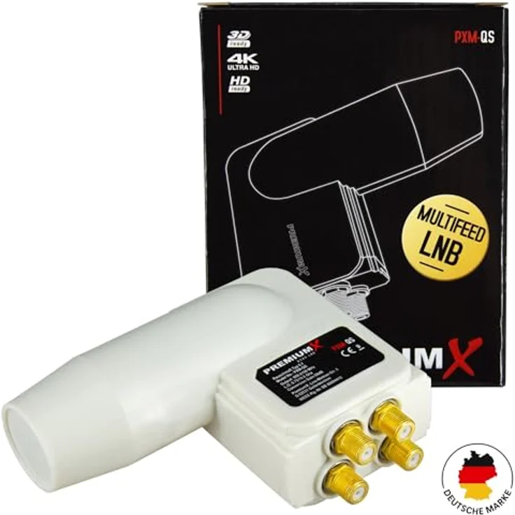 Fuba DAA 780 G, 74x84cm Satellitenschüssel aus Aluminium in Grau mit PremiumX Quad LNB für 4 Teilnehmer, 8x F-Stecker – Bild 4