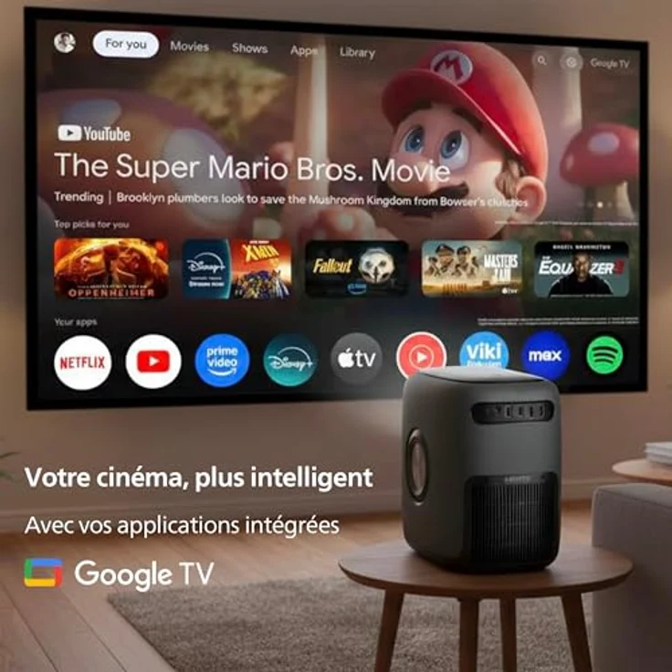Philips Neopix 950 Smart, Heimkino-Beamer mit 2 x LCD Full HD 1920 x 1080p, 1400 Lumen, Google TV, WLAN 6, Schwarz und Grau – Bild 3