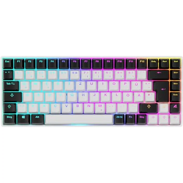Sharkoon Skiller SGK50 S3 Weiß, RGB Gaming Keyboard, Gateron Yellow, 75% Layout – Bild 1