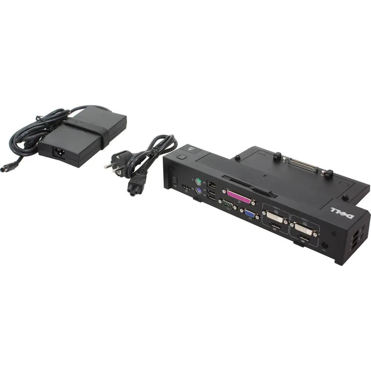 Dell E-Port Plus, Port Replicator mit 130 Watt, für Latitude E6510, unterstützt bis zu 2 externe Monitore, 5 USB 2.0-Anschlüsse, RJ-45-Anschluss