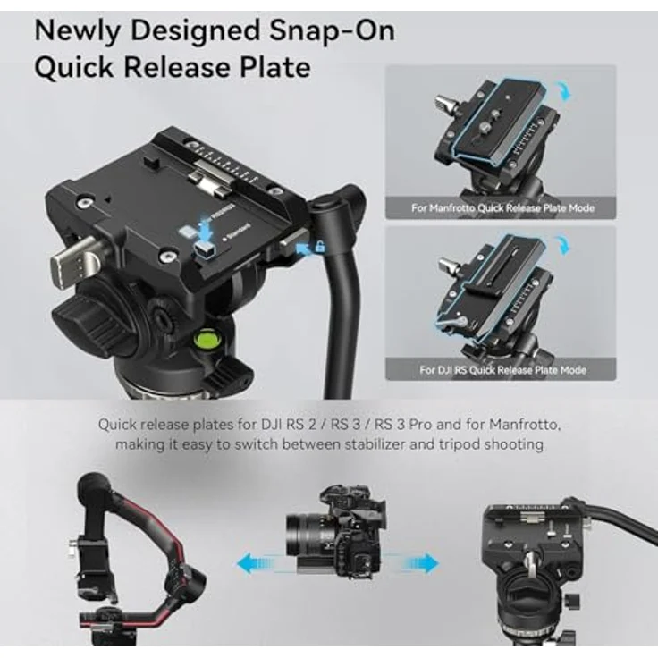 SmallRig CT210 Videostativ mit Dämpfungssystem, 360° schwenkbar, Höhe bis 192 cm, Schwarz – Bild 2