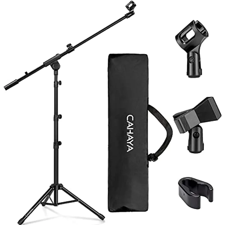 CAHAYA 2 in 1 Dual-Use Mikrofonständer boden Mikrofonstativ mit galgen, mit tragbare Tasche und zwei Mikrofonclips, geeignet für Bühnentreffen, Live-Sprache usw CY0239, Medium