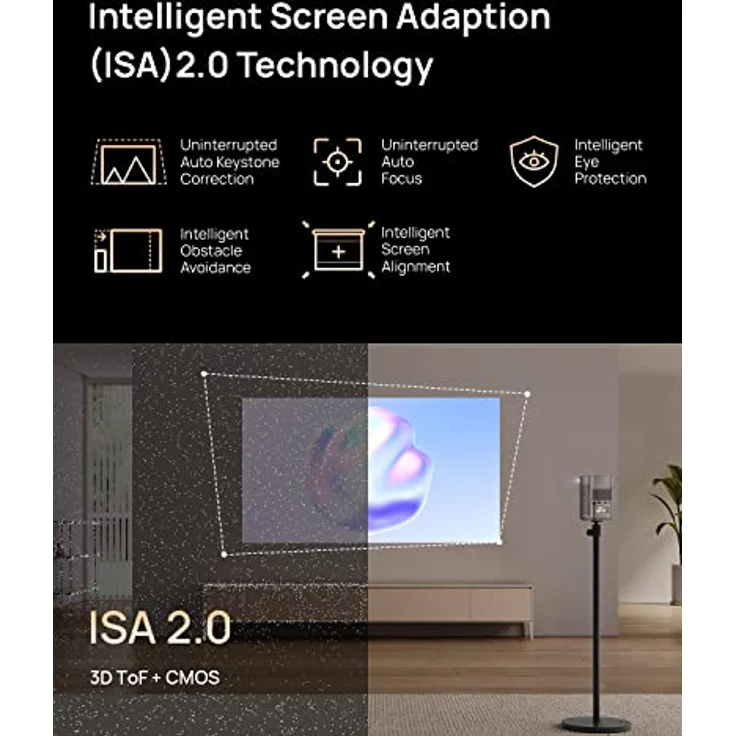 XGIMI MoGo 2 Pro Beamer, 1080P Full HD Beamer mit WiFi und Bluetooth, 4K Unterstützt, Heimkino Beamer mit Android TV 11.0, 400 ISO Lumen, 2X8W Lautsprecher, Autofokus – Bild 3