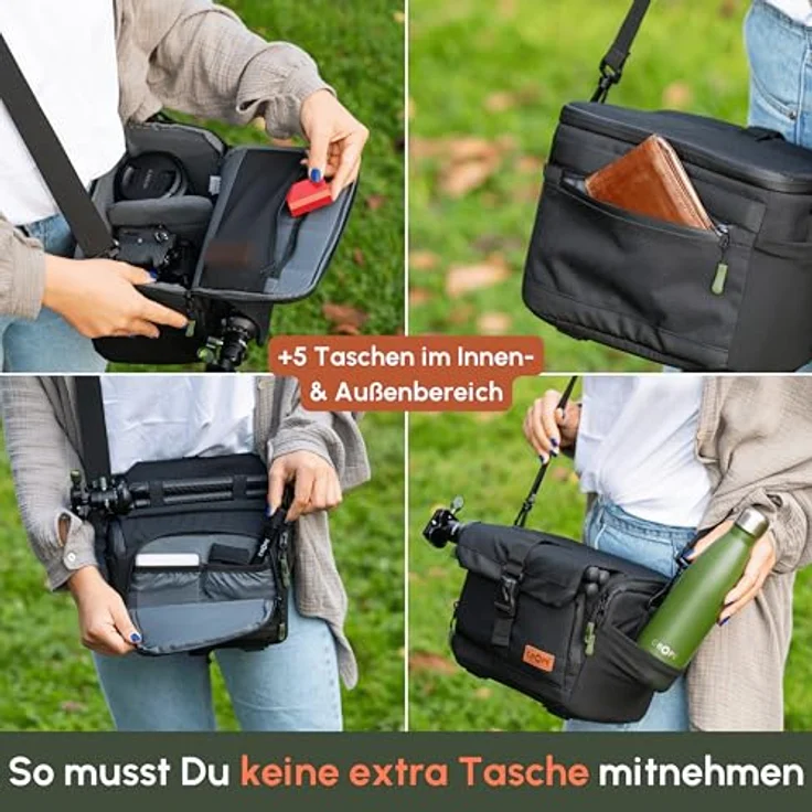 C-Rope Kameratasche V3, Umhängetasche für DSLR mit wasserfestem Design, Schwarz – Bild 4
