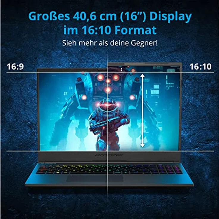 ERAZER Major X20 40,6 cm (16" Zoll 240Hz 100% sRGB) QHD+ Gaming Laptop (Intel Core i9-14900HX, 32GB DDR5 RAM, 2TB PCIe SSD, GeForce RTX 4070 8GB GDDR6, Win 11 Home) – Bild 4