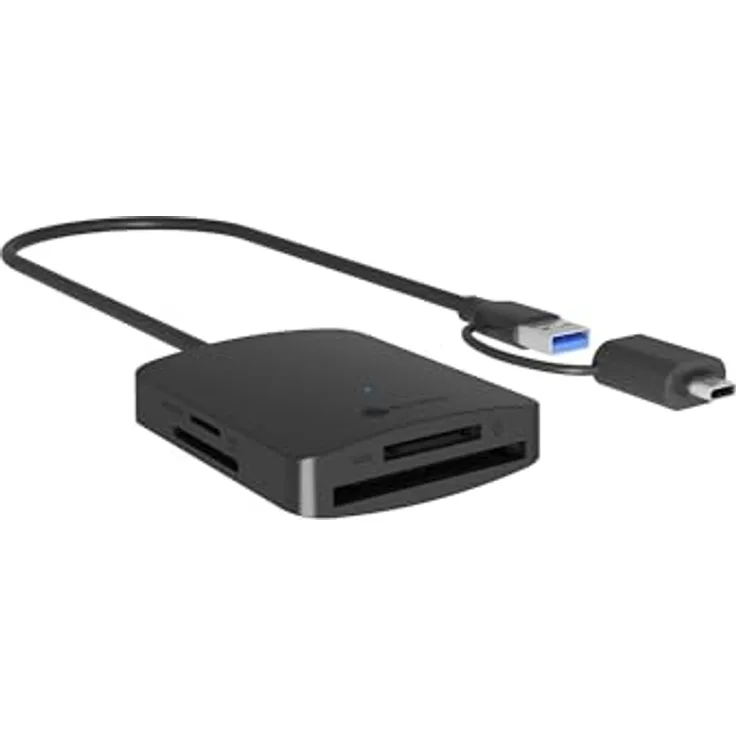 ICY BOX IB-CR302-CU3, USB 3.2 Gen 1 Kartenleser für SD/SDHC/SDXC, microSD/microSDHC/microSDXC, MS/MS Pro/MS Duo, Compact Flash, bis 2 TB, kompakt und leicht mit integriertem 500-mm-Kabel