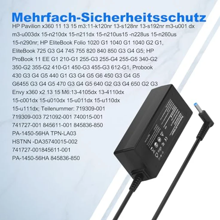 SMMKOXOI Laptop Ladekabel HP 45W Netzteil, 19,5 V 2,31 A (4,5 * 3,0 mm) mit 3m Netzkabel, kompatibel mit HP Pavilion, Elitebook und ProBook – Bild 5
