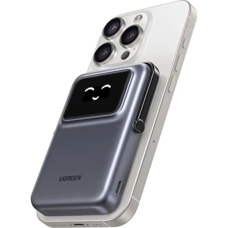 Ugreen Magnetic Power Bank UNO PB572, 10000 mAh, 20 W, Qi-kompatibel, kompakt, schwarz