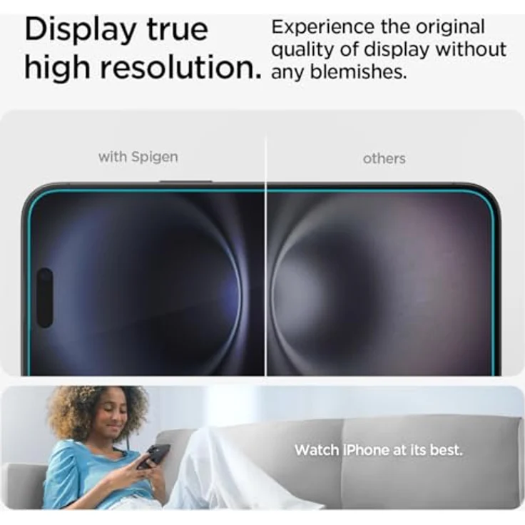 Spigen Glas.tR EZ Fit Displayschutzfolie 2er Pack kompatibel mit iPhone 16, iPhone 15, kratzfest, 9H Härte, transparent – Bild 5