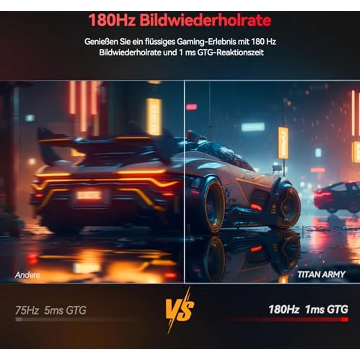 TITAN ARMY Gaming Monitor 27 Zoll, 180Hz, 2K QHD 2560 x 1440p Fast IPS 1ms GTG Monitore, G-Sync & FreeSync, 120% sRGB HDR10 PC Bildschirm, Blaulicht Reduktion, VESA, HDMI 144Hz, DP 180Hz, P27GR in schwarz – Bild 3