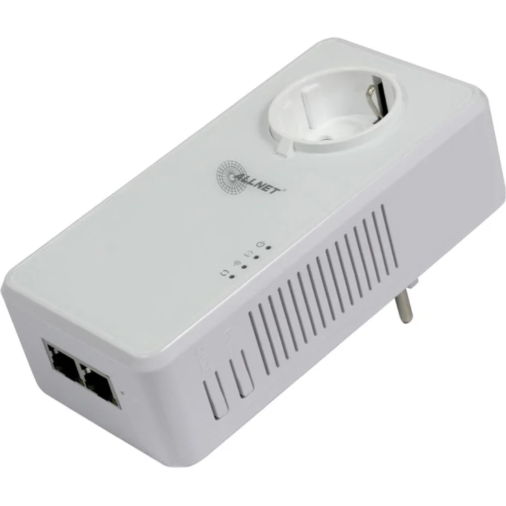 Allnet Powerline 1200Mbit HomePlugV2 "SmartLink" MIMO mit WiFi AC ALL1681211v2, 2-in-1 PowerLAN Adapter mit Gigabit Ethernet und integrierter Pass-thru Steckdose
