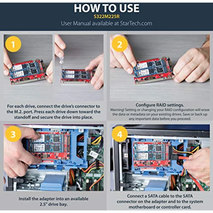 StarTech.com M.2 auf SATA Adapter - Dual Slot M.2 NGFF SSD Adapter für 2,5in Laufwerke - RAID – Bild 5