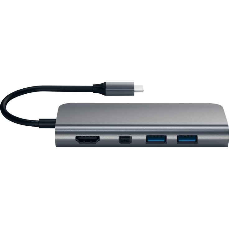 Satechi Typ C Multimedia Adapter mit 4K HDMI, Mini-DisplayPort, USB-C PD, Gigabit Ethernet, USB 3.0 und MikroSD/SD-Kartensteckplätzen aus Aluminium für 2016/2017 MacBook Pro and 2015/2016/2017 MacBook (Space Grau) – Bild 2