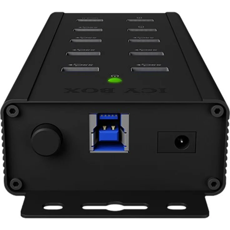 ICY BOX IB-HUB1703-QC3 7-fach USB 3.0 Industrie Hub mit Netzteil (12V-5A), 3 Ladeports, QC 3.0, Montage-Halterung, Aluminium Schwarz – Bild 4