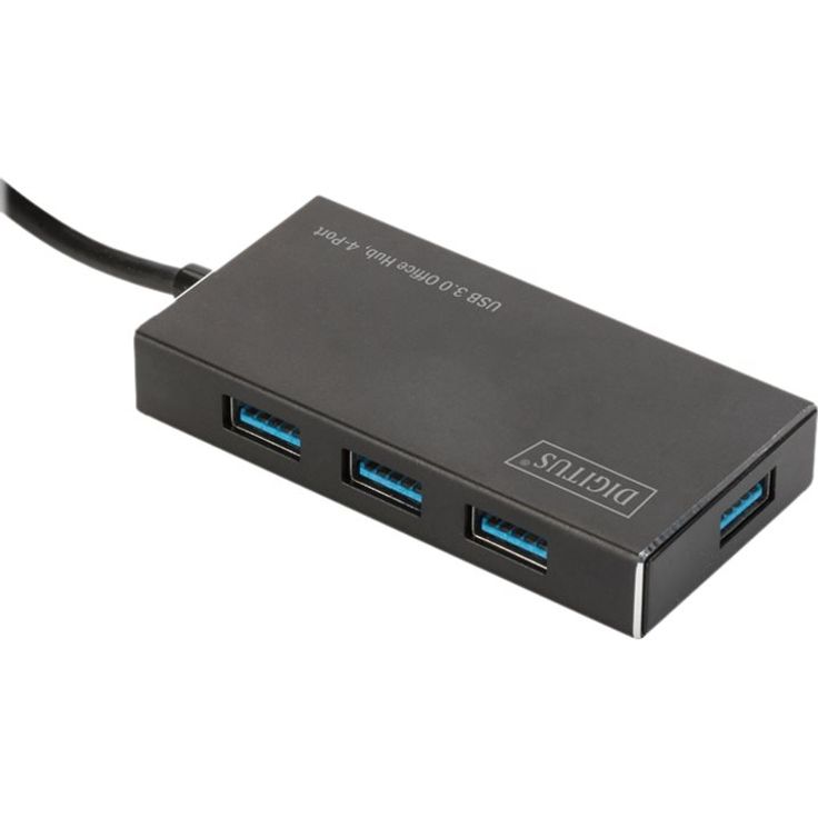 DIGITUS USB-Hub - 4 Ports - Super-Speed USB 3.0 - 5 GBit-s - Plug&Play - Aluminium-Gehäuse - Schwarz – Bild 7