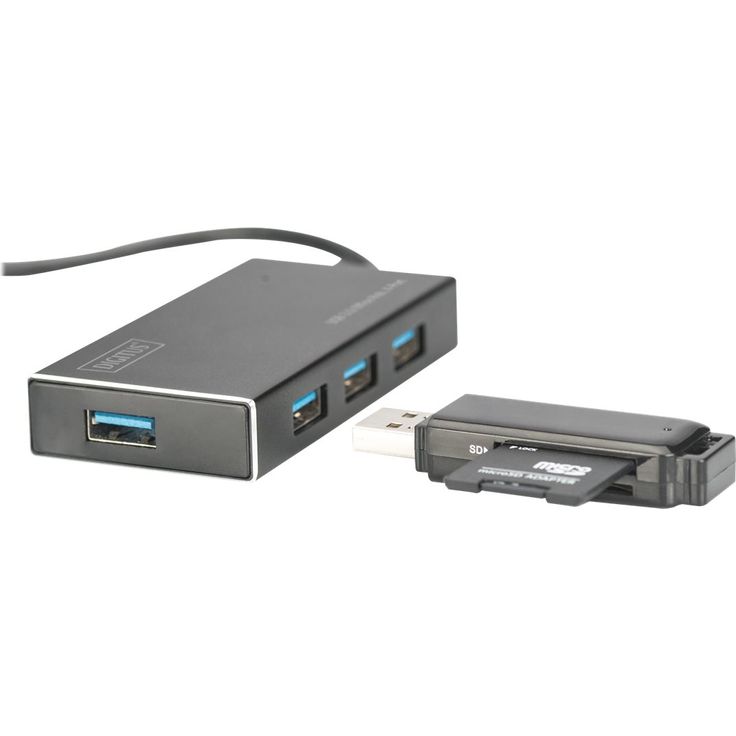 DIGITUS USB-Hub - 4 Ports - Super-Speed USB 3.0 - 5 GBit-s - Plug&Play - Aluminium-Gehäuse - Schwarz – Bild 6