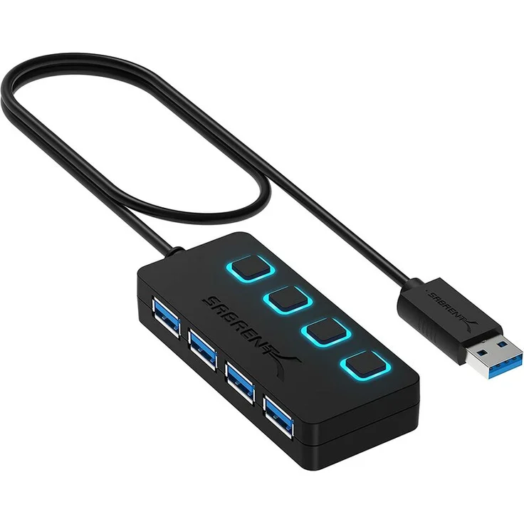 Sabrent USB HUB - 4-Port -USB 3.0 Hub mit einzelnen Power Schalter und LEDs (HB-UM43) – Bild 2