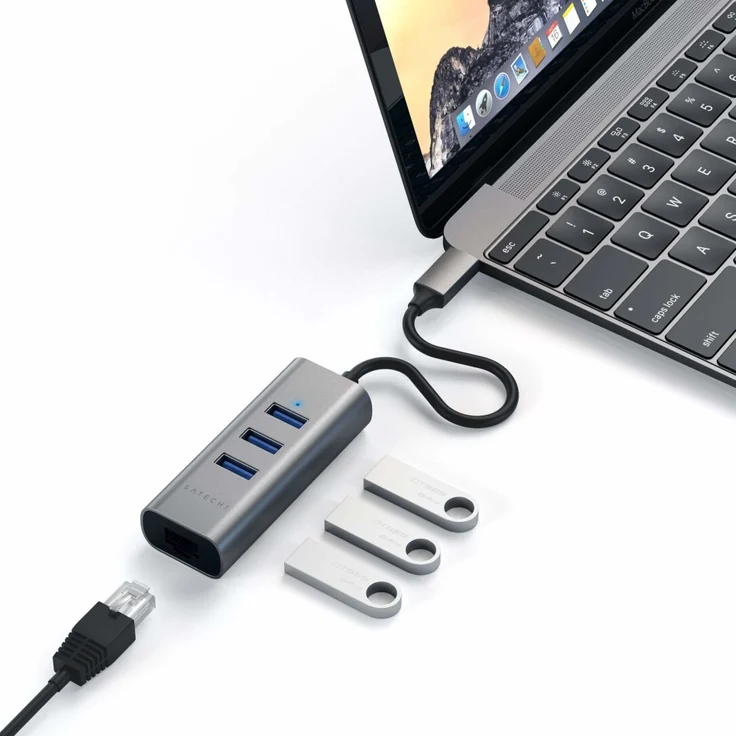 Satechi Type-C 2-in-1 3 Port USB 3.0 Hub & Ethernet Space Gray – Bild 7