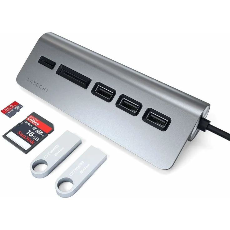 Satechi Typ-C Aluminium USB Hub & Micro/SD Kartenlesegerät für iMac, MacBook Pro, Dell XPS Series, Lenovo Yoga und viele weitere Modelle (Space Grau) – Bild 5