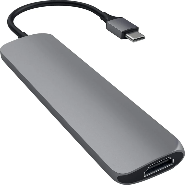 Satechi Schlanker Typ C Multiport-Adapter mit USB-C Ladeanschluss, 4K HDMI, USB 3.0 aus Aluminium für 2016/2017 MacBook Pro und 2015/2016/2017 MacBook (Space Grau) – Bild 5