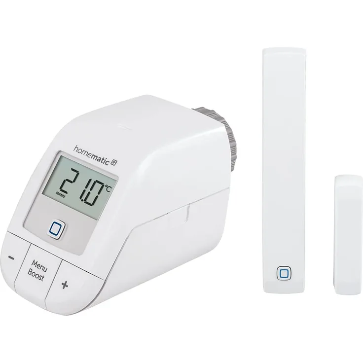 Homematic IP HmIP-SK9 Starter Set Heizen – easy connect, , Digitale Steuerung für Heizung per App, Amazon Alexa, Google Assistant, einfache Installation, Energie sparen, Thermostat und Fenstersensor (153413A0)
