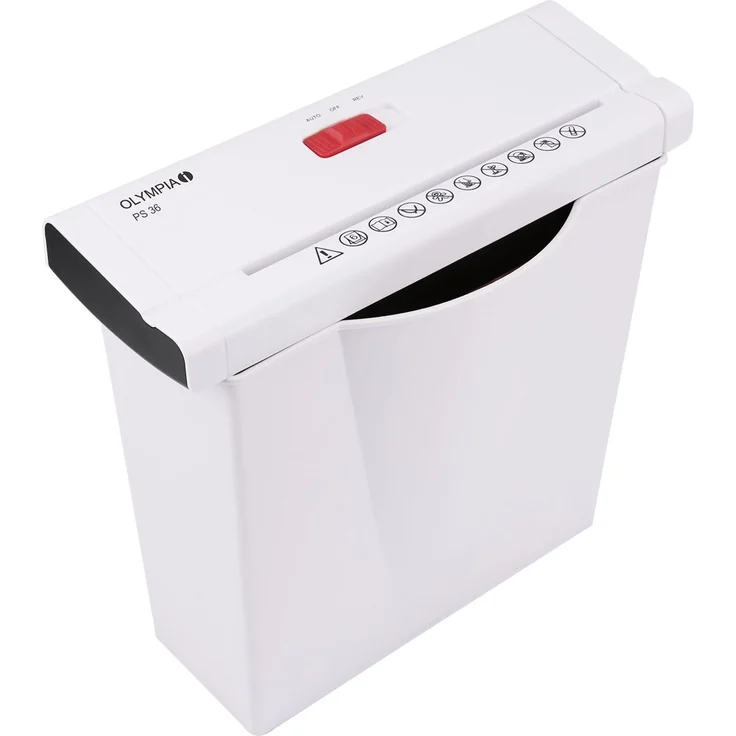 Olympia PS 36 Papierschredder Büro (Streifenschnitt, Sicherheitsstufe P2, Automatischer Einzug, Papiervernichter mit Papierkorb, Dokumenten-Shredder mit Teleskoparm) weiß – Bild 3