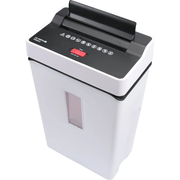 Olympia PS 55 CC Profi Aktenvernichter (mit Partikelschnitt, Sicherheitsstufe P4, Kreditkarte, 10 Blätter 80 g-m², Papierschredder fürs Büro, Papiervernichter, Reißwolf mit Papierkorb, Sichtfenster) – Bild 2