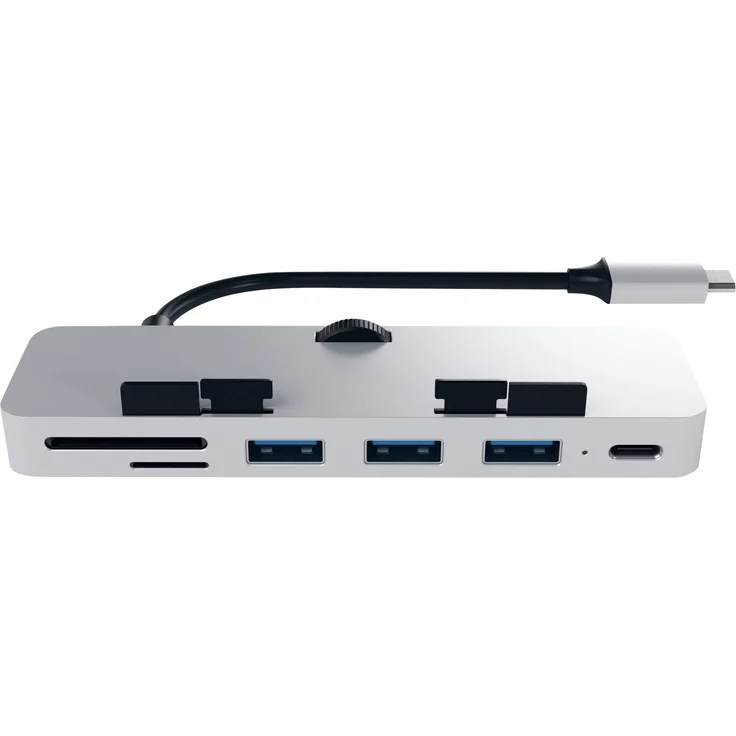 Satechi Aluminium Typ-C Klammer Hub Pro mit USB-C Datenanschluss, 3 USB 3.0 Anschlüssen, Micro/SD Kartenlesegerät für das 2017er iMac und iMac Pro (Silber) – Bild 4