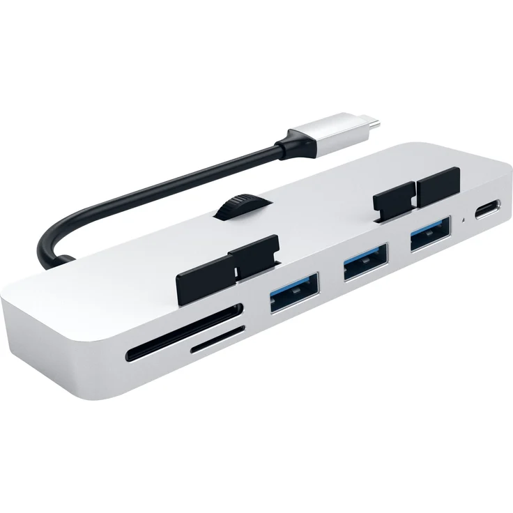 Satechi Aluminium Typ-C Klammer Hub Pro mit USB-C Datenanschluss, 3 USB 3.0 Anschlüssen, Micro/SD Kartenlesegerät für das 2017er iMac und iMac Pro (Silber) – Bild 3