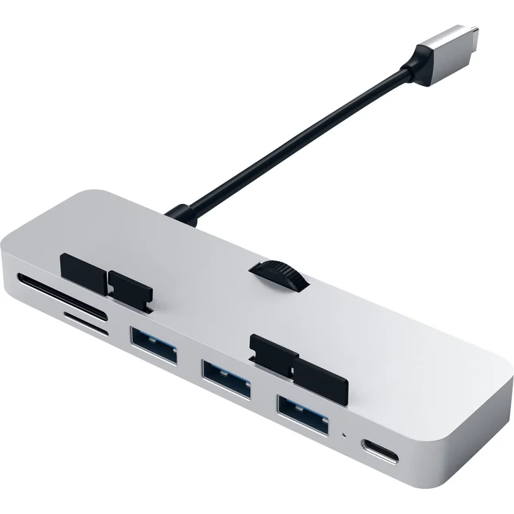 Satechi Aluminium Typ-C Klammer Hub Pro mit USB-C Datenanschluss, 3 USB 3.0 Anschlüssen, Micro/SD Kartenlesegerät für das 2017er iMac und iMac Pro (Silber) – Bild 2