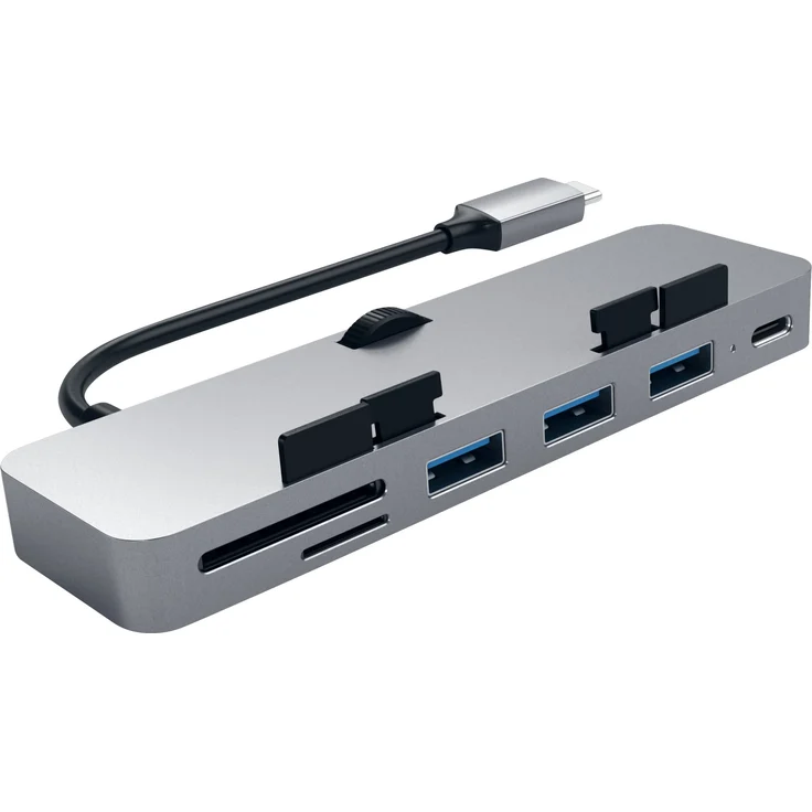 Satechi Aluminium Typ-C Klammer Hub Pro mit USB-C Datenanschluss, 3 USB 3.0 Anschlüssen, Micro/SD Kartenlesegerät für Das 2017er iMac und iMac Pro (Space Grau) – Bild 4