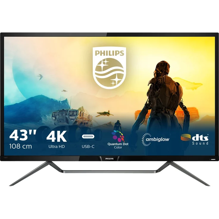 Philips 436M6VBPAB-00 108 cm (42,5 Zoll) Konsolen Monitor (HDMI, USB Typ-C, USB Hub, 4ms Reaktionszeit, DisplayPort, Mini DisplayPort, 60 Hz, 3840x2160, Ambiglow) schwarz – Bild 6