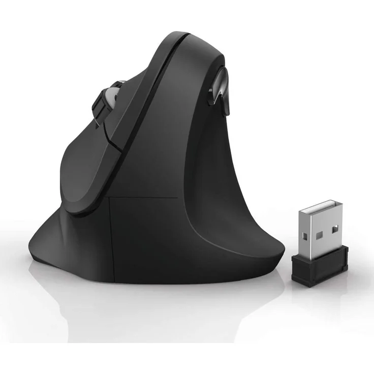 Hama kabellose Maus ergonomisch (Vertikale Maus ohne Kabel für Rechtshänder, Wireless Funk-Maus mit optischem Sensor 1000-1400-1800dpi) schwarz – Bild 2
