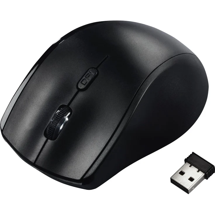 Hama Maus kabellos für Linkshänder ergonomisch (Linkshänder-Maus ohne Kabel, Wireless Funkmaus, USB Empfänger, vertikal, 800-1600 dpi, 3 Tasten inkl. Browser-Tasten, 2,4 GHz) schwarz – Bild 2