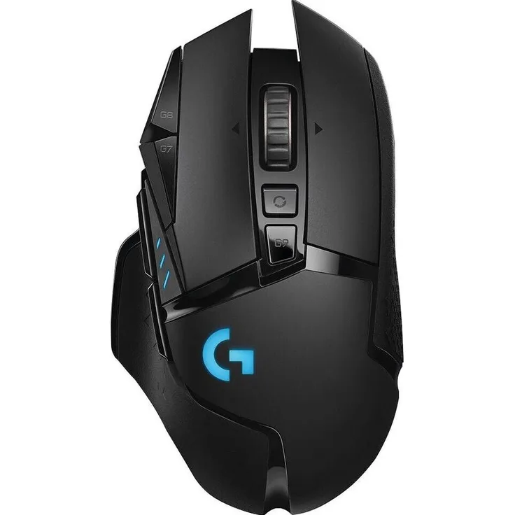 Logitech G502 LIGHTSPEED Wireless Gaming Maus, Kabellose Verbindung, USB-Anschluss, HERO 16000 DPI Sensor, RGB-Beleuchtung, Gewichtstuning, Powerplay-Kompatibel, PC-Mac - Schwarz, Englische Verpackung