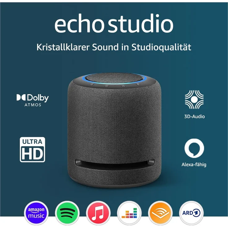 Amazon Echo Studio, der beste Klang, den Echo-Lautsprecher je geboten haben – mit Dolby Atmos und Alexa, Smarter High Fidelity-Lautsprecher mit 3D-Audio, Anthrazit – Bild 2