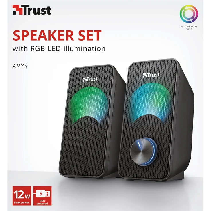 Trust Arys Compact 2.0 USB RGB Compact Lautsprecher (12 Watt, mit RGB LED Beleuchtung) – Bild 2