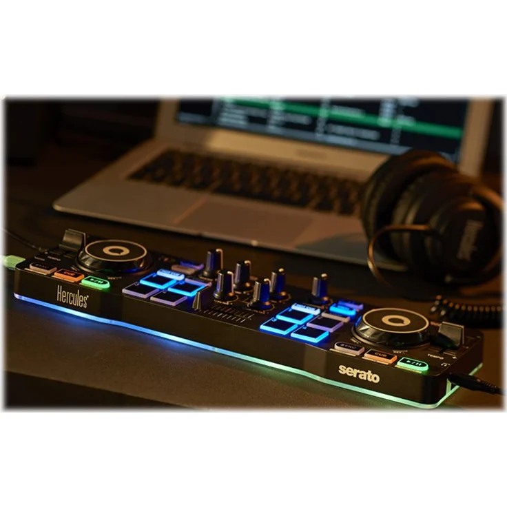 Hercules DJControl Starlight (2-Deck DJ Controller, 8 Pads, integr. Soundkarte, Beleuchtung, Serato DJ Lite, PC - Mac) – Bild 3