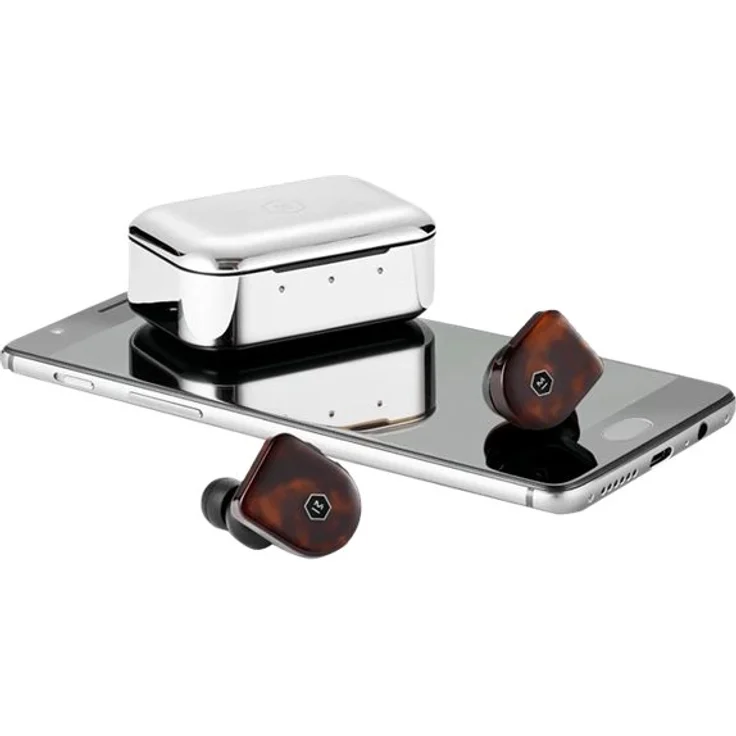 Master & Dynamic MW07TS True Wireless Kopfhörer (3,5h Akkulaufzeit pro Ladung, Edelmetall-Ladecase, IPX4) Tortoise Shell – Bild 4