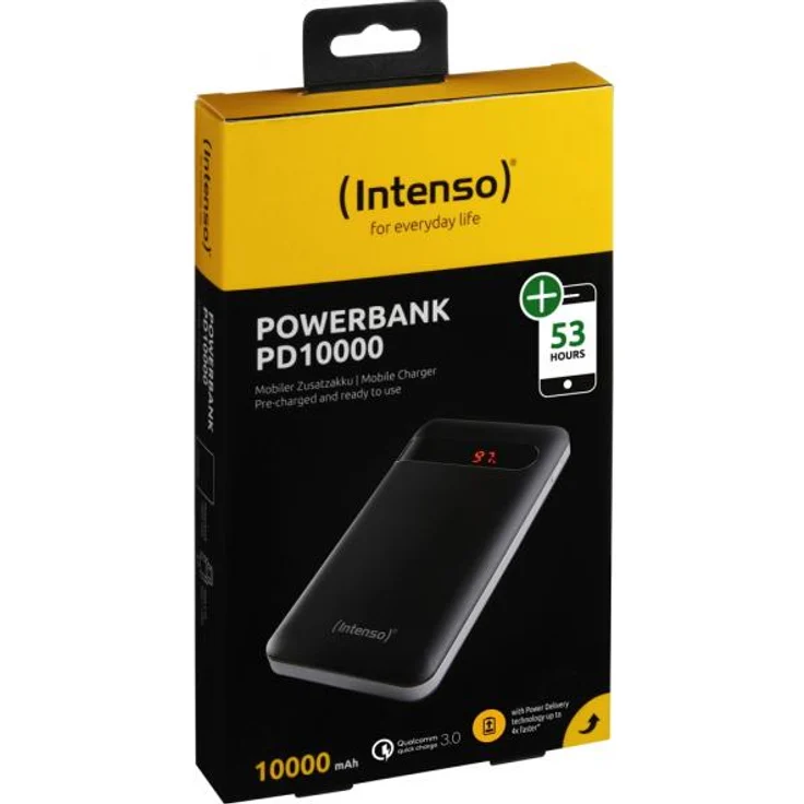 Intenso Powerbank PD 10000 - externer Akku mit Power Delivery & Quick Charge 3.0 (10000mAh, geeignet für Smartphone, Tablet, MP3 Player, Digitalkamera), schwarz – Bild 3